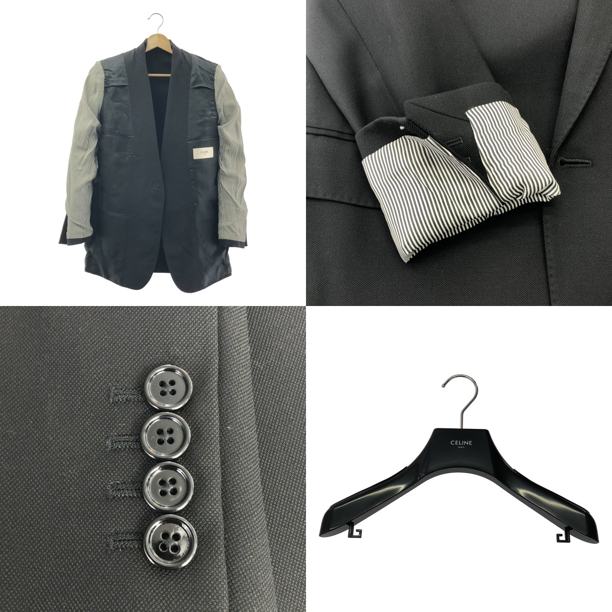 CELINE / セリーヌ PEAK COLLAR LONG RECTANGLE JACKET / ピークカラー ロング レクタングル テーラード ジャケット / 総裏地