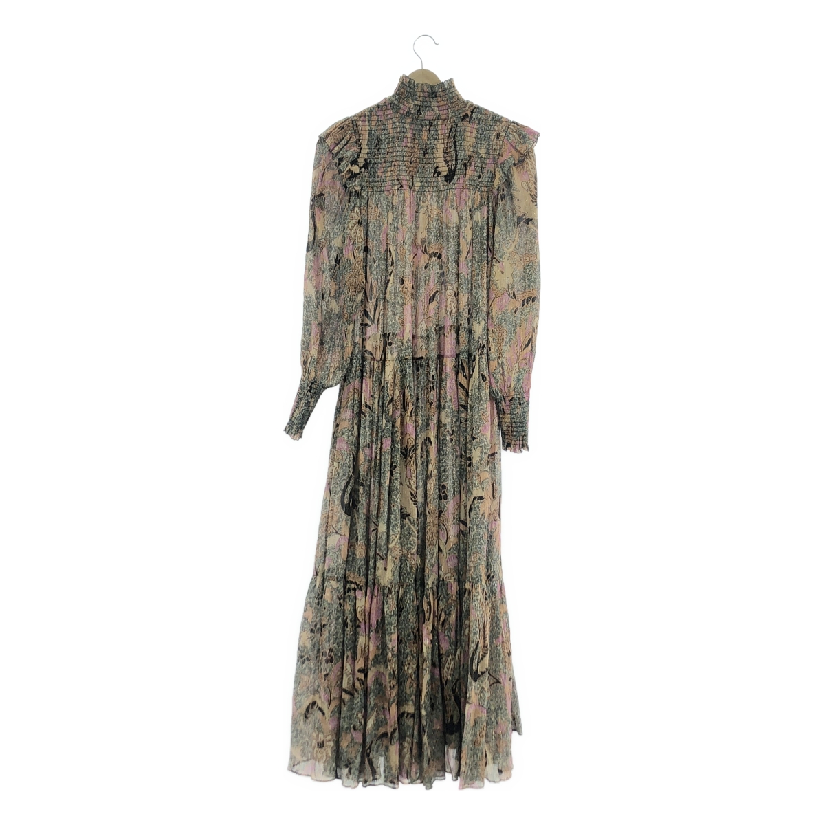 ULLA JOHNSON / ウラジョンソン 金糸混 コットンシルク 総柄 フリル ワンピース