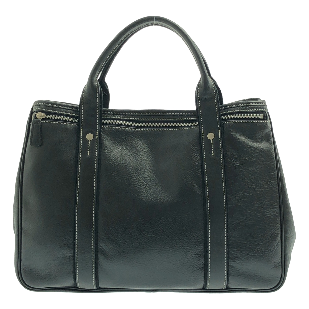 Longchamp / ロンシャン レザー ポケット ハンド トートバッグ / ロゴ総裏地