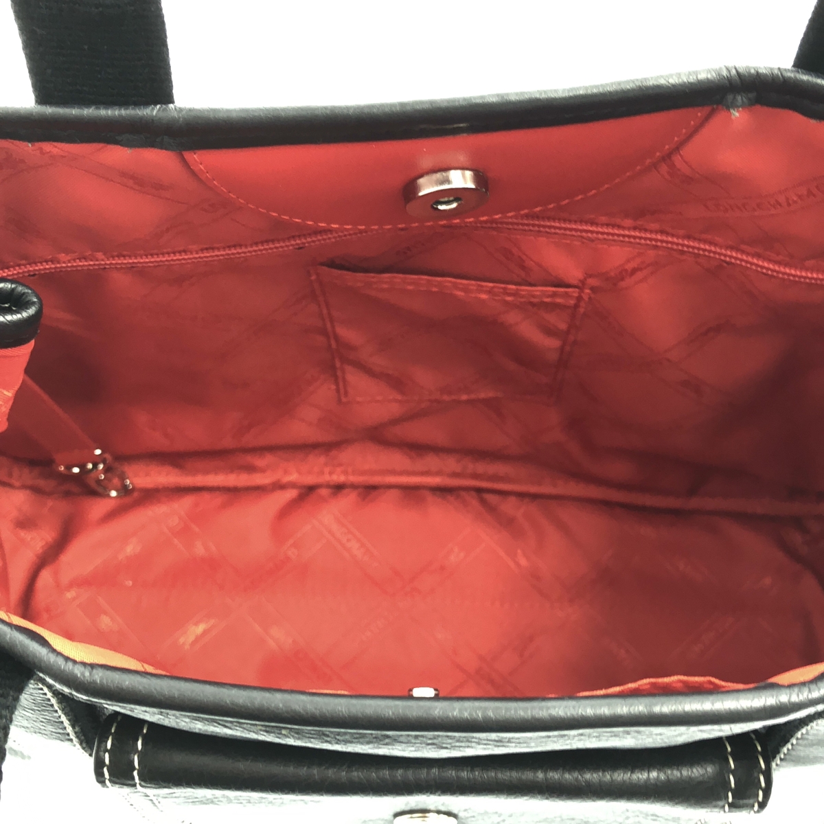 Longchamp / ロンシャン レザー ポケット ハンド トートバッグ / ロゴ総裏地