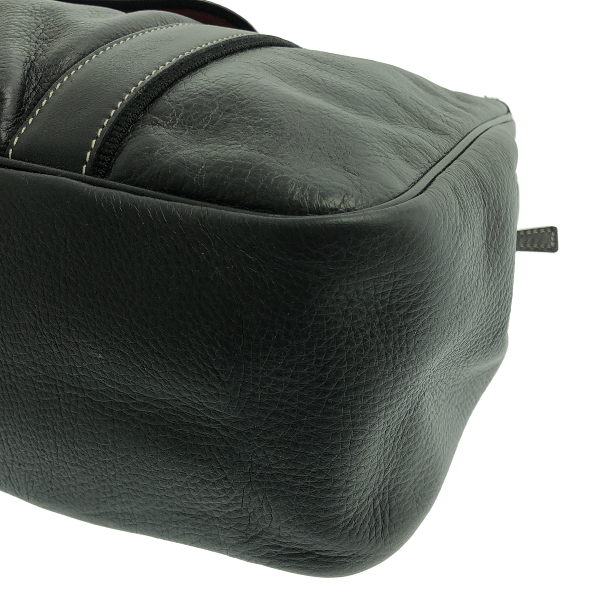 Longchamp / ロンシャン レザー ポケット ハンド トートバッグ / ロゴ総裏地