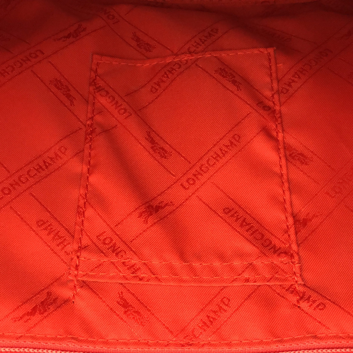 Longchamp / ロンシャン レザー ポケット ハンド トートバッグ / ロゴ総裏地