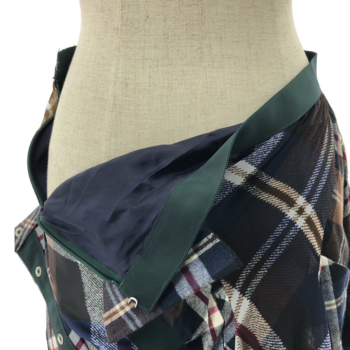 sacai / サカイ 異素材 切替 アシンメトリー ドッキング スカート / 裏地付き