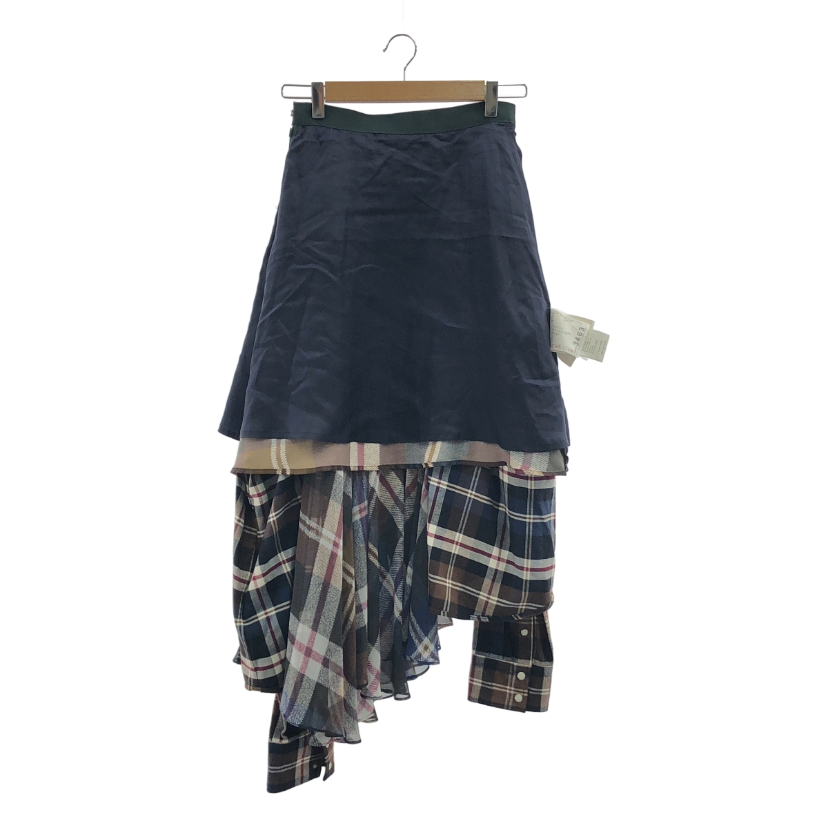 sacai / サカイ 異素材 切替 アシンメトリー ドッキング スカート / 裏地付き