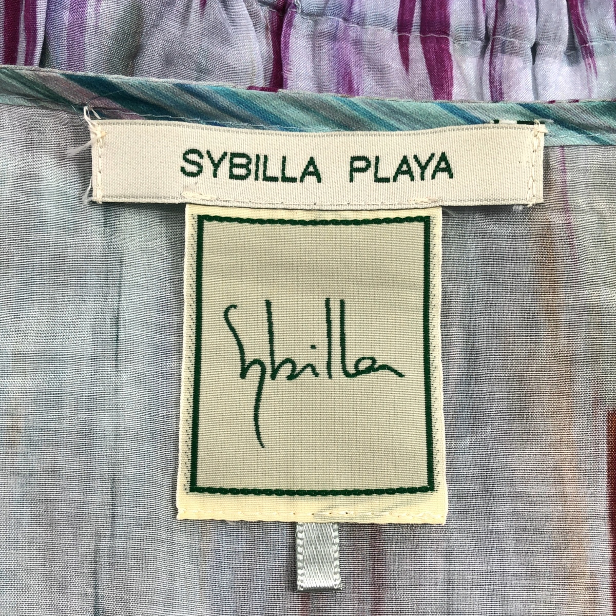 SYBILLA / シビラ コットン シルク 総柄 ドローストリング ドレス ワンピース