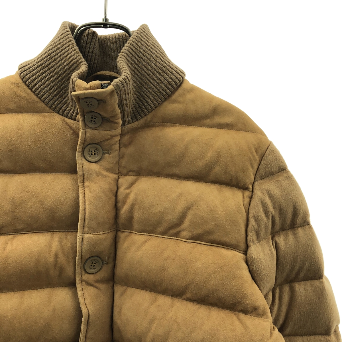 HERNO / ヘルノ ゴートレザー スエード ロゴボタン ダウンジャケット / 総裏地