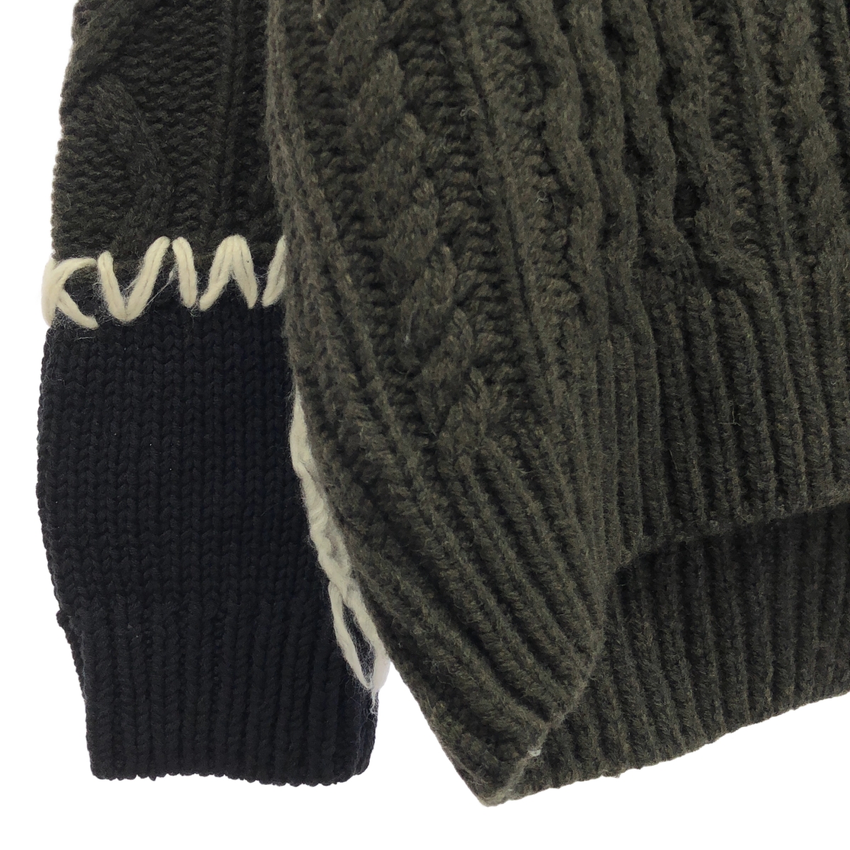 その他 FRANKEN CARDIGAN 編み地切替 ハンドステッチ フランケン ニットカーディガン