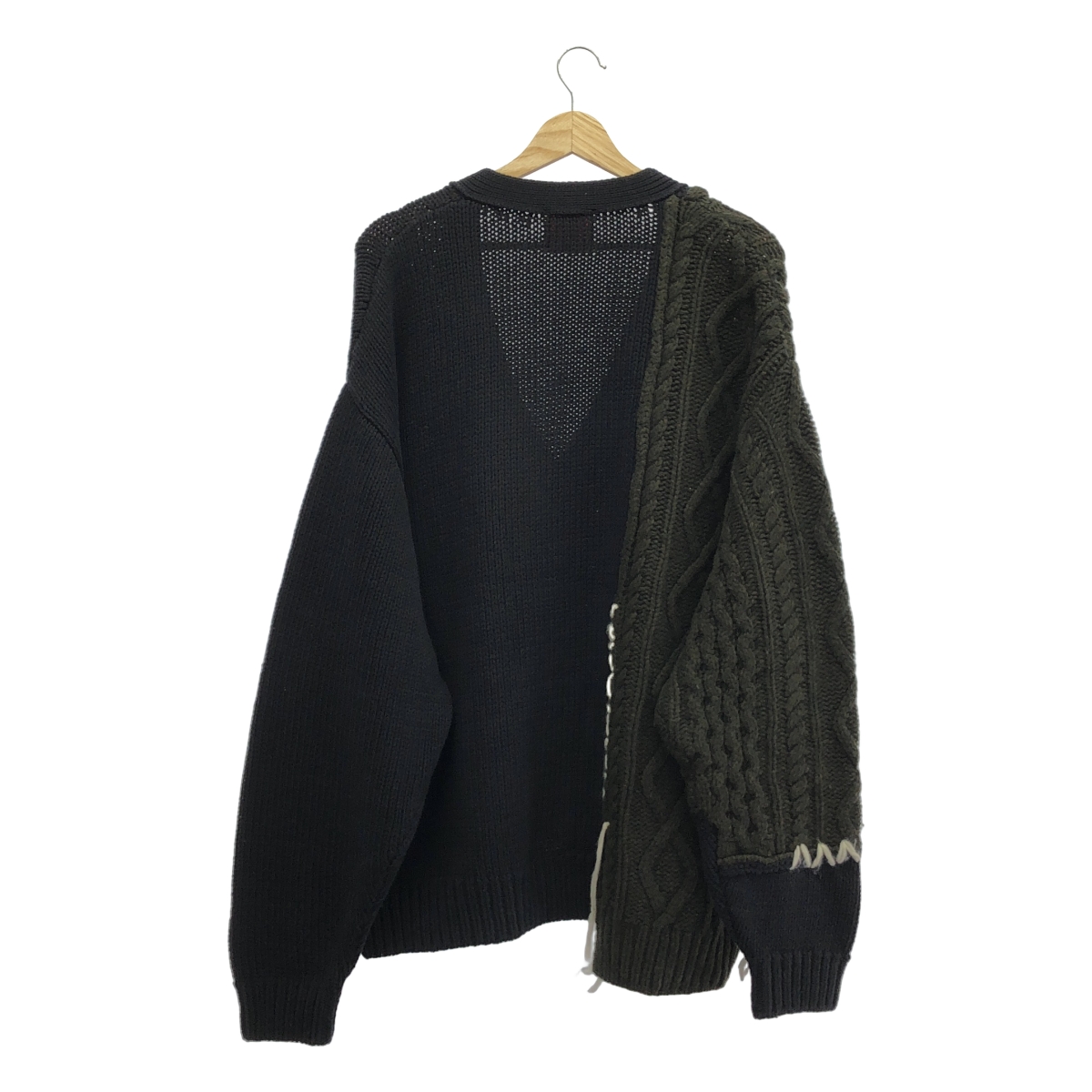 その他 FRANKEN CARDIGAN 編み地切替 ハンドステッチ フランケン ニットカーディガン