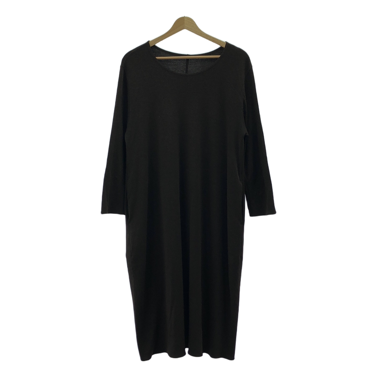 JURGEN LEHL / ヨーガンレール ウール シルク オーバーシルエット ポケット付き ニット ワンピース