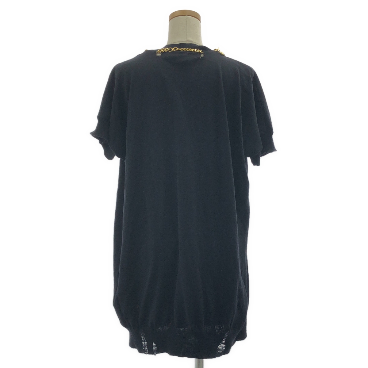 JUNYA WATANABE COMME des GARCONS / ジュンヤワタナベ パール チェーン 装飾 デストロイ ニット セーター