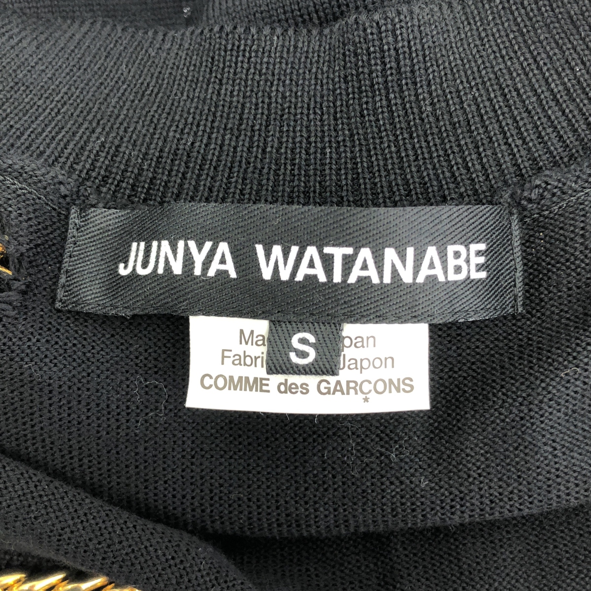 JUNYA WATANABE COMME des GARCONS / ジュンヤワタナベ パール チェーン 装飾 デストロイ ニット セーター