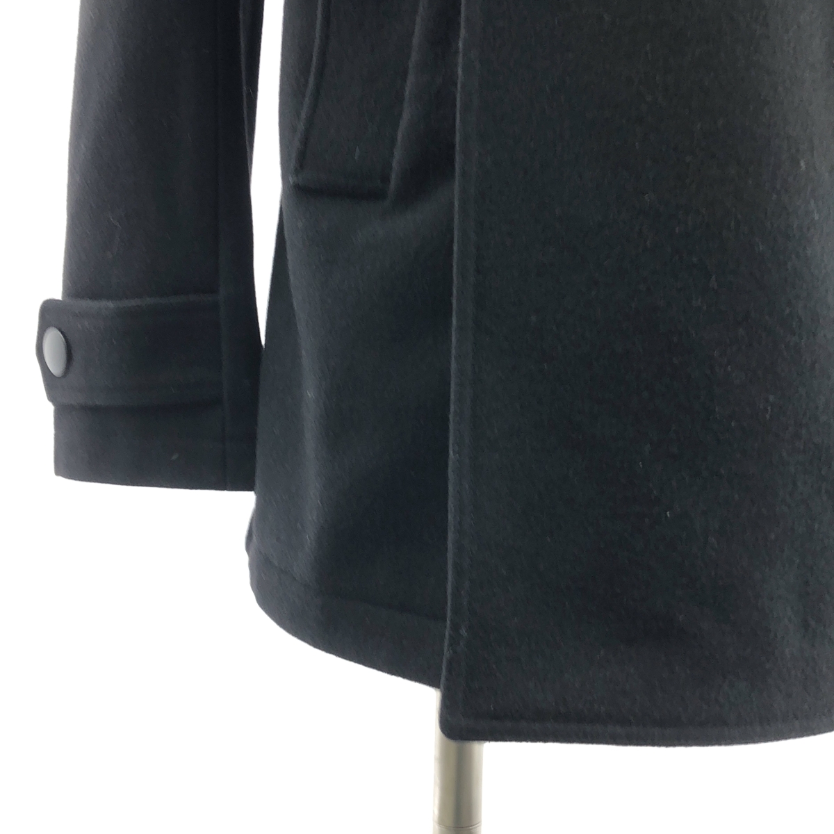 YVES SAINT LAURENT / イヴサンローラン ウール エンブロイダリーロゴ チンストラップ Pコート / 総裏地