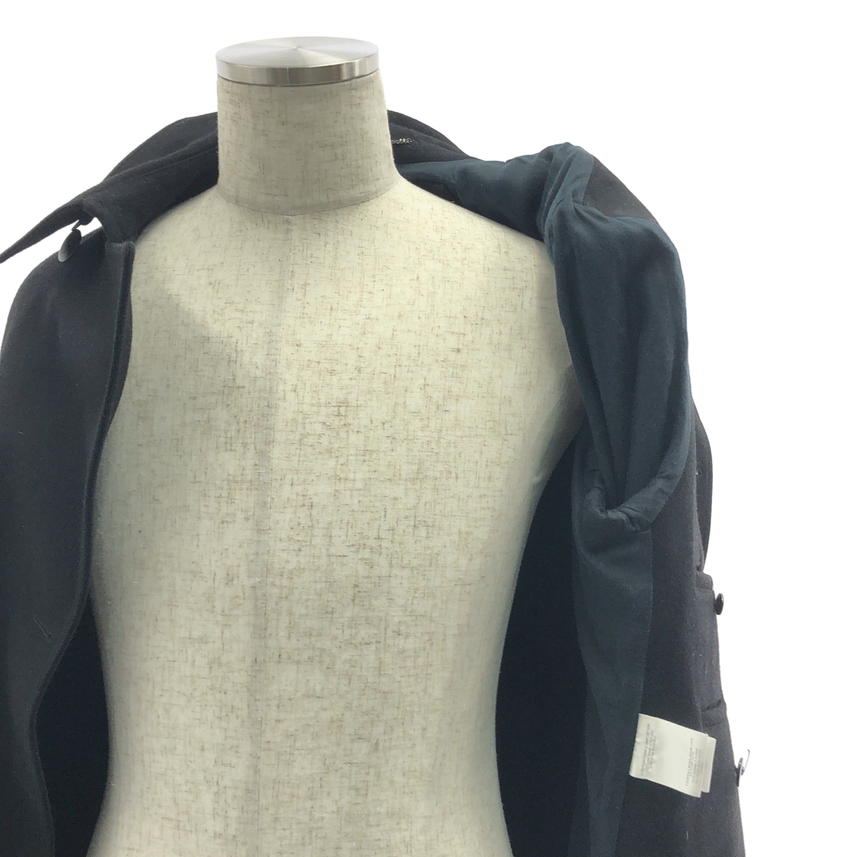 YVES SAINT LAURENT / イヴサンローラン ウール エンブロイダリーロゴ チンストラップ Pコート / 総裏地