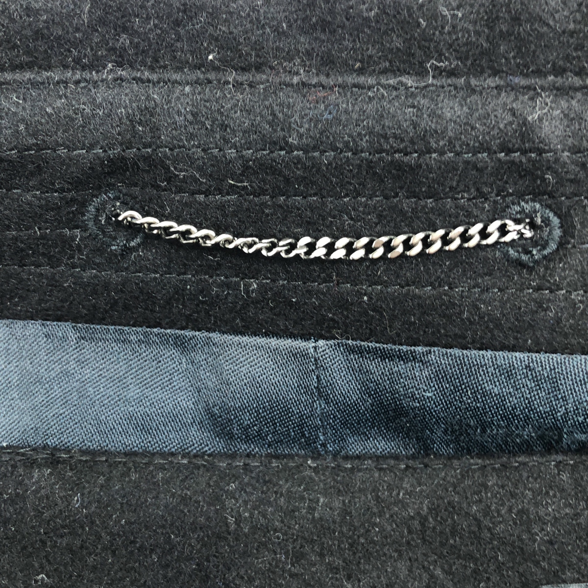 YVES SAINT LAURENT / イヴサンローラン ウール エンブロイダリーロゴ チンストラップ Pコート / 総裏地