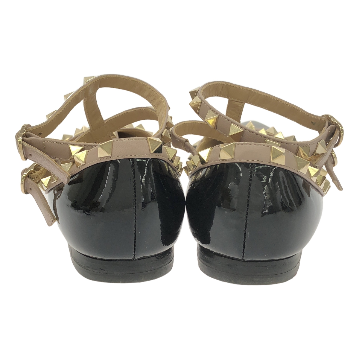 VALENTINO GARAVANI / ヴァレンティノガラヴァーニ レザー ロックスタッズ ポインテッドトゥ ストラップ フラットシューズ