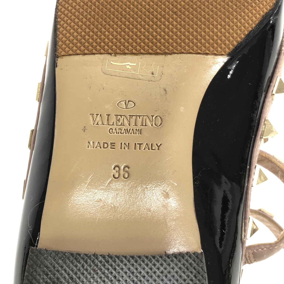 VALENTINO GARAVANI / ヴァレンティノガラヴァーニ レザー ロックスタッズ ポインテッドトゥ ストラップ フラットシューズ
