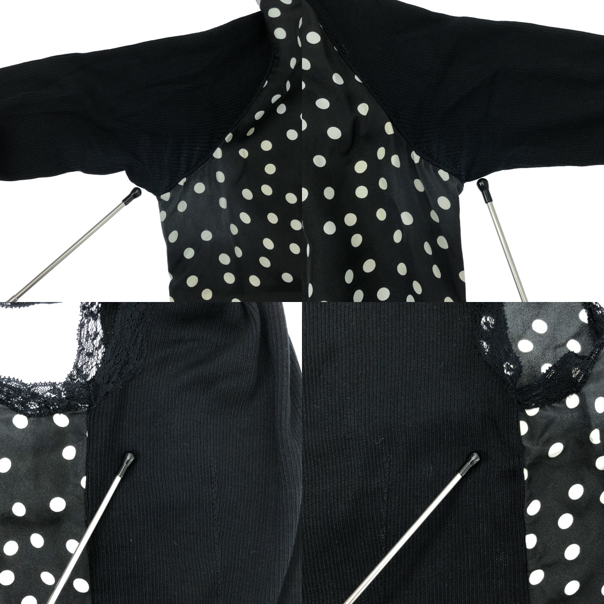 DOLCE＆GABBANA / ドルチェ＆ガッバーナドルガバ アンサンブル / シルク ドット レース切替 タンクトップ カーディガン