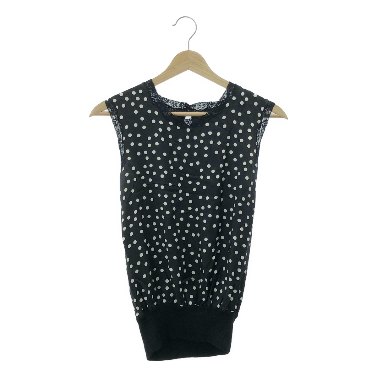 DOLCE＆GABBANA / ドルチェ＆ガッバーナドルガバ アンサンブル / シルク ドット レース切替 タンクトップ カーディガン