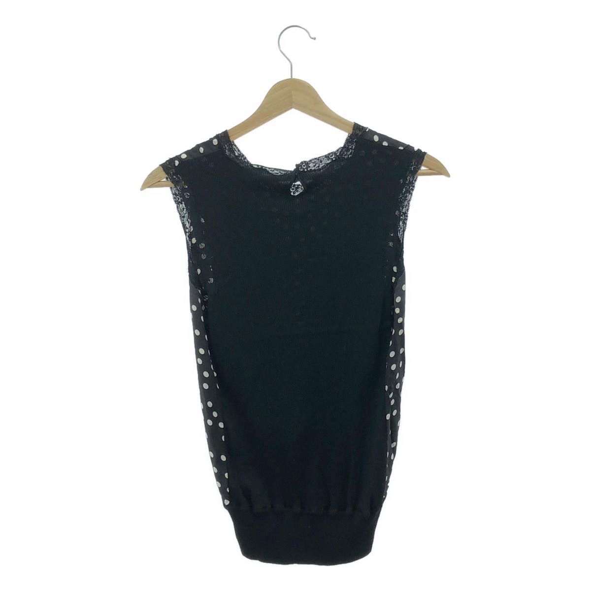 DOLCE＆GABBANA / ドルチェ＆ガッバーナドルガバ アンサンブル / シルク ドット レース切替 タンクトップ カーディガン