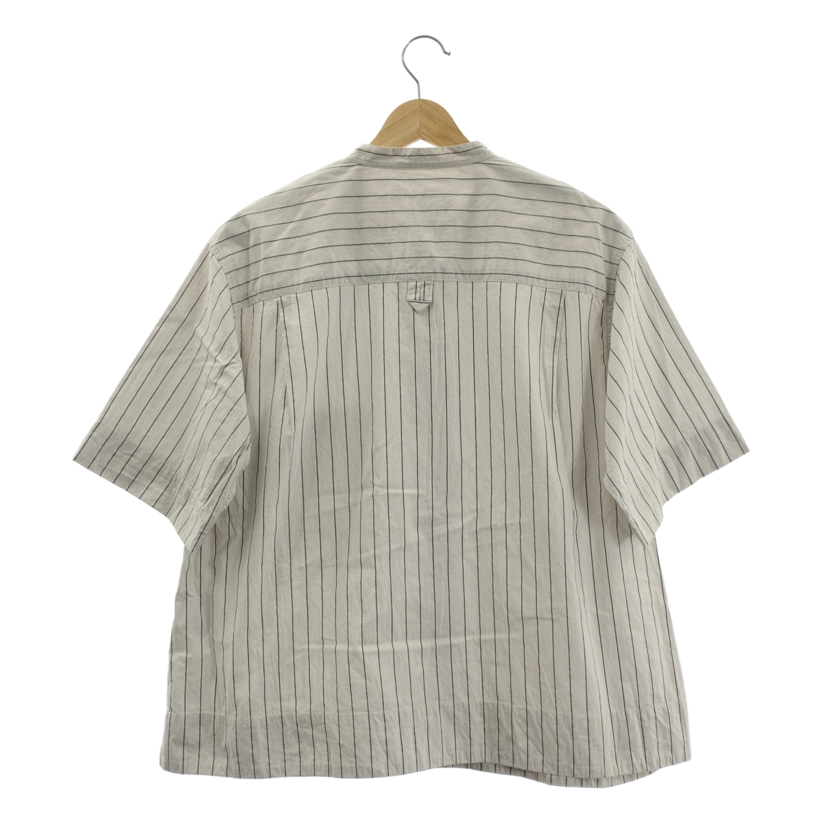 MHL. / エムエイチエルマーガレットハウエル COTTON RAMIE STRIPE ストライプ バンドカラーシャツ