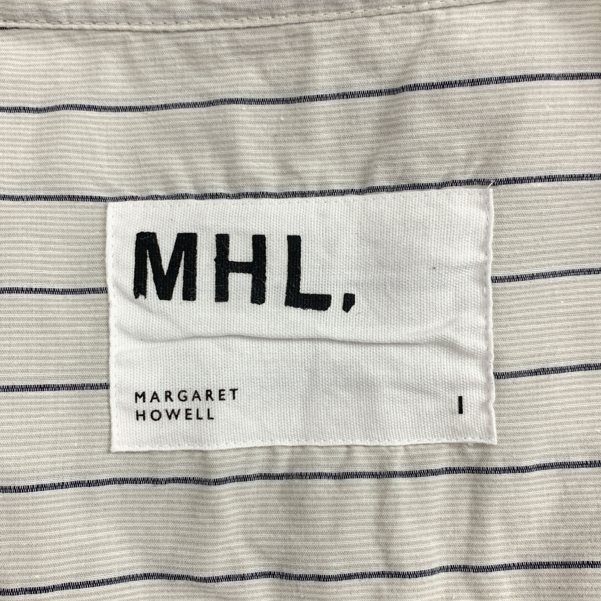 MHL. / エムエイチエルマーガレットハウエル COTTON RAMIE STRIPE ストライプ バンドカラーシャツ
