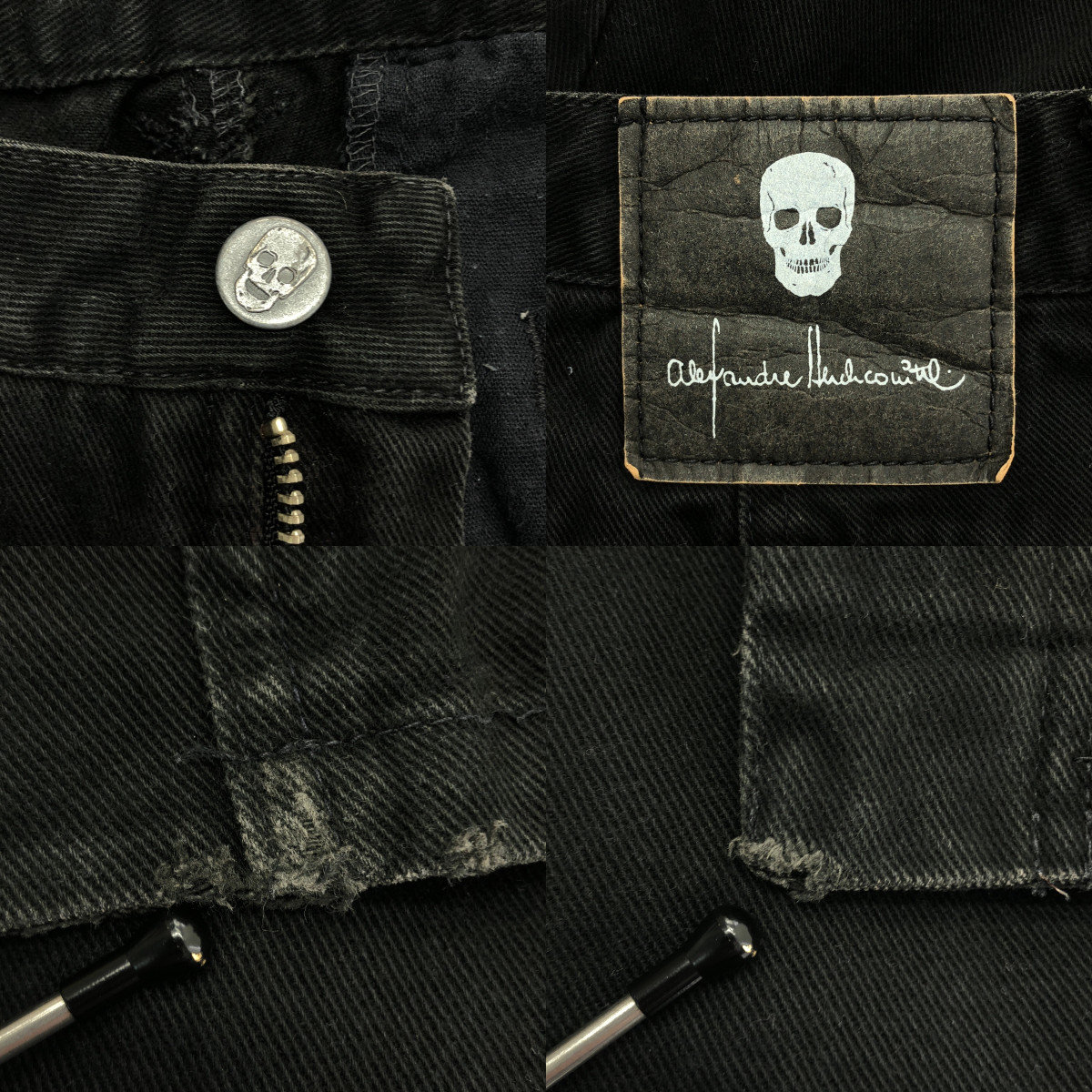 その他 裾ジップスリット スカルボタン スキニーパンツ