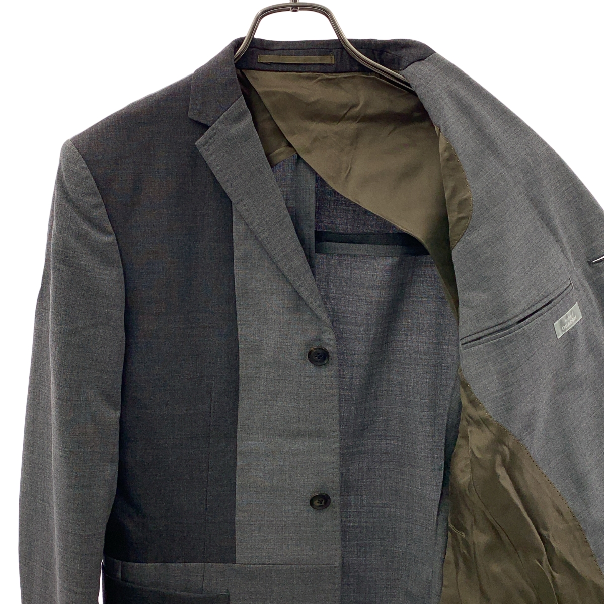 kolor BEACON / カラービーコン セットアップ / ウール パッチワーク 3B テーラードジャケット / ベルテッド スラックス パンツ