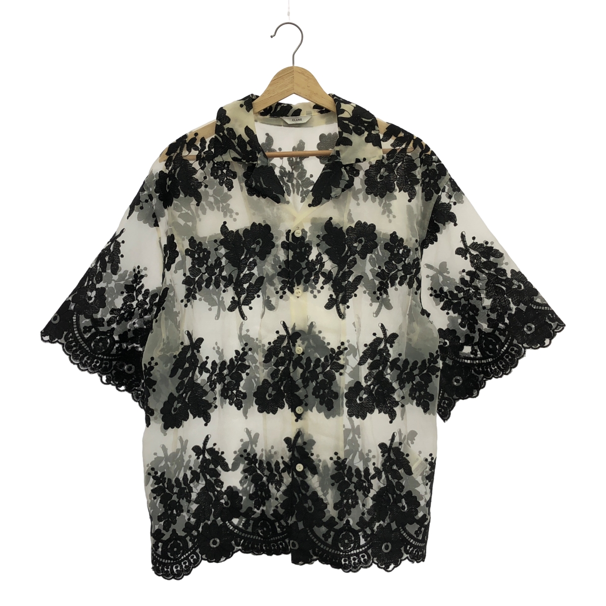CLANE / クラネ SHEER FLOWER LACE SHIRTS / オーバーシルエット シアーフラワーレースシャツ ブラウス