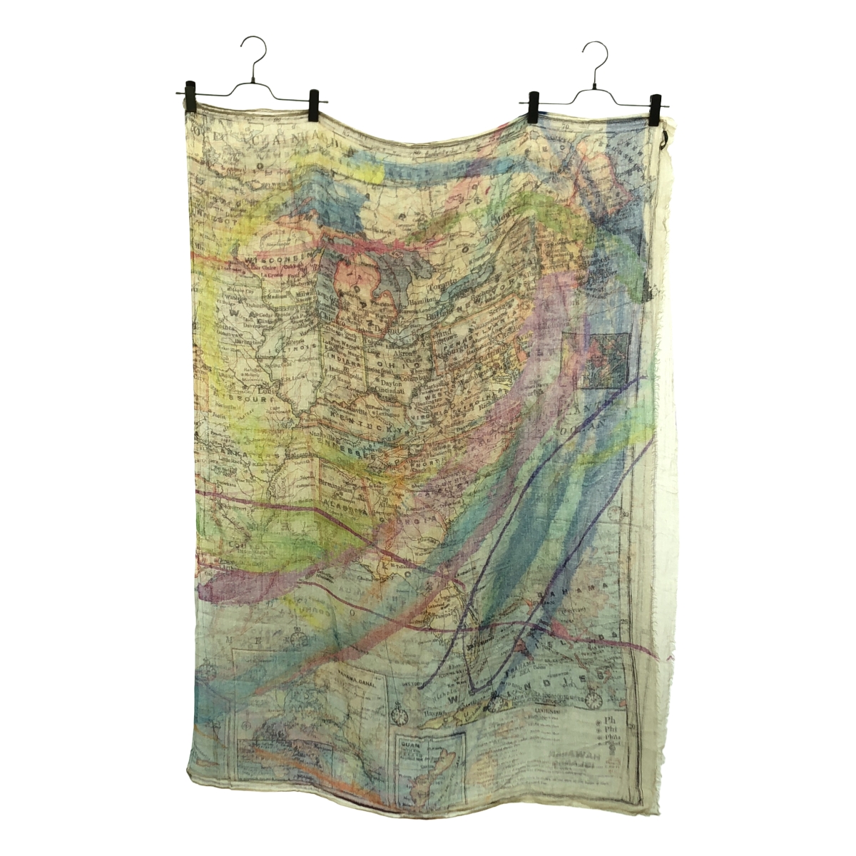 FALIERO SARTI / ファリエロサルティ シルク混 マップ 総柄 大判 ストール