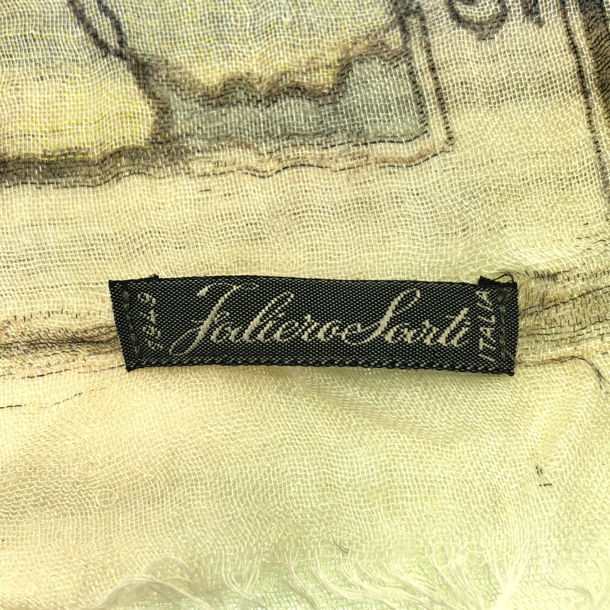 FALIERO SARTI / ファリエロサルティ シルク混 マップ 総柄 大判 ストール