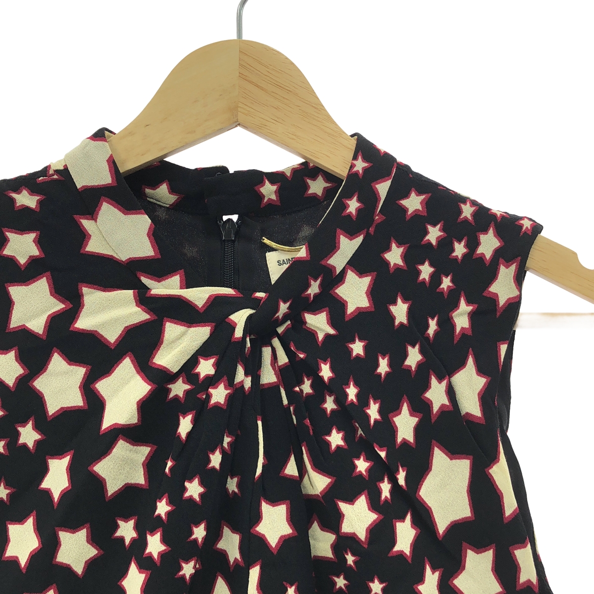 SAINT LAURENT PARIS / サンローランパリ スター総柄 ノースリーブ レーヨンブラウス