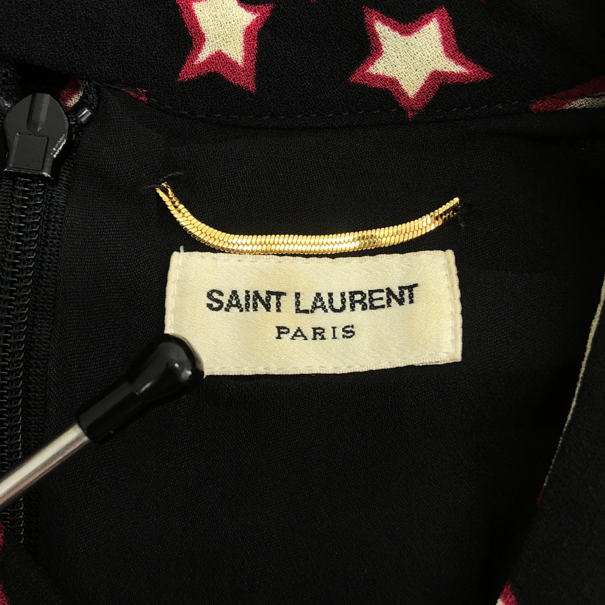 SAINT LAURENT PARIS / サンローランパリ スター総柄 ノースリーブ レーヨンブラウス