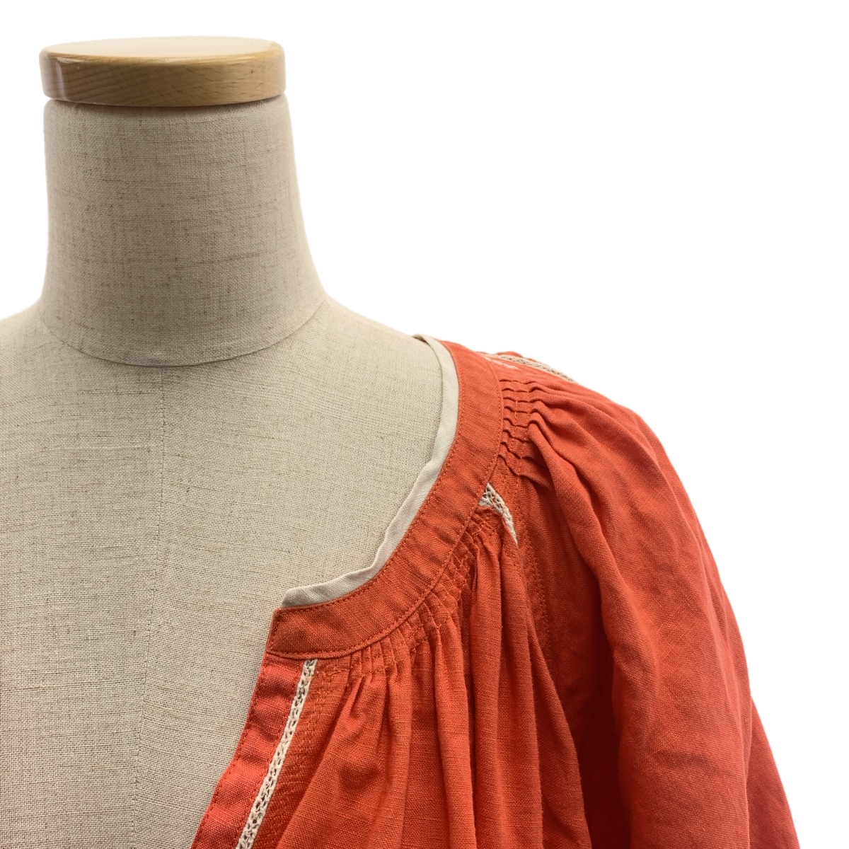 MYLAN / マイラン キーネック レース切替 リネン ワンピース