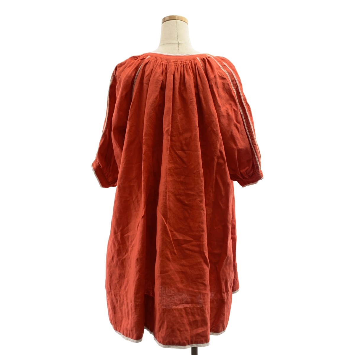 MYLAN / マイラン キーネック レース切替 リネン ワンピース