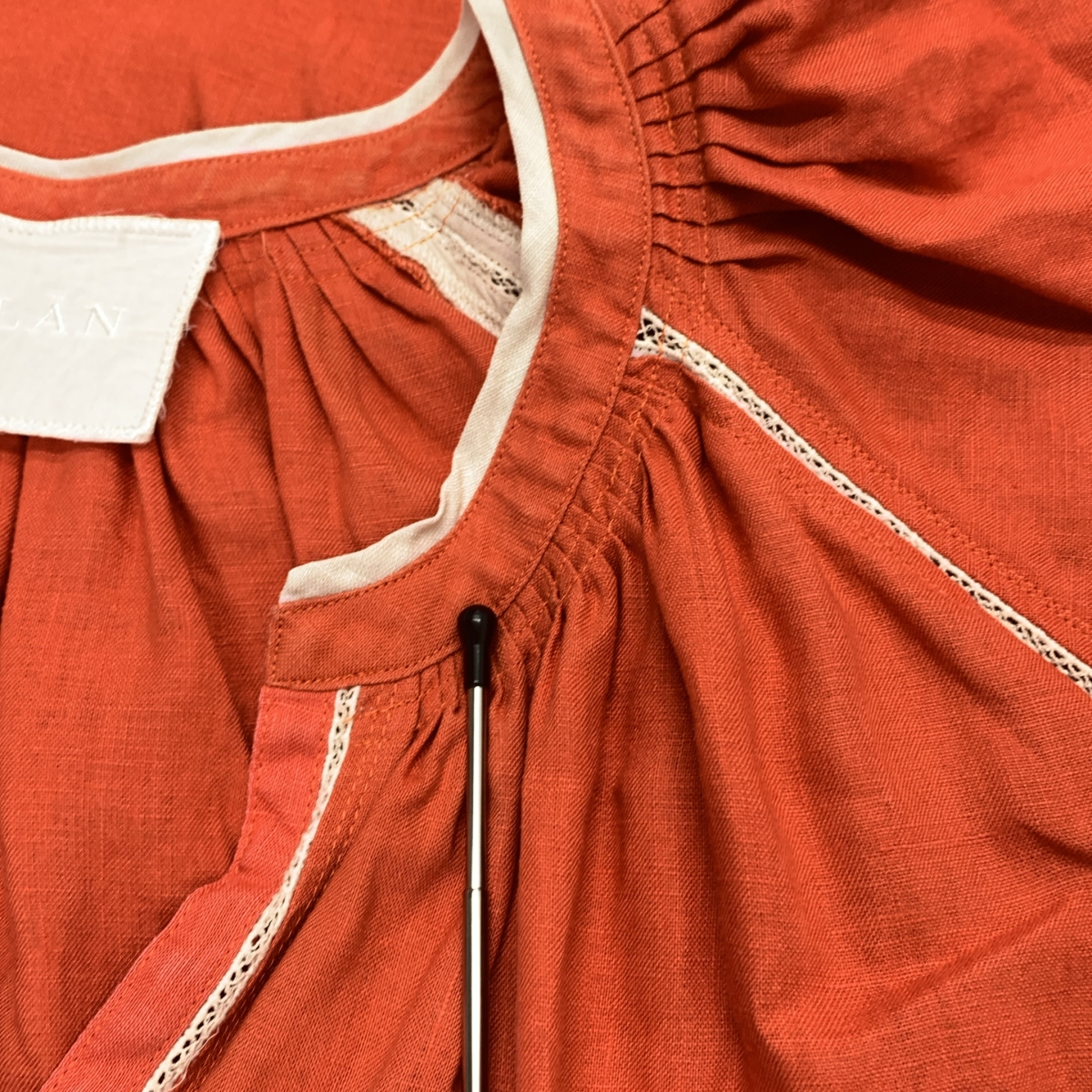 MYLAN / マイラン キーネック レース切替 リネン ワンピース