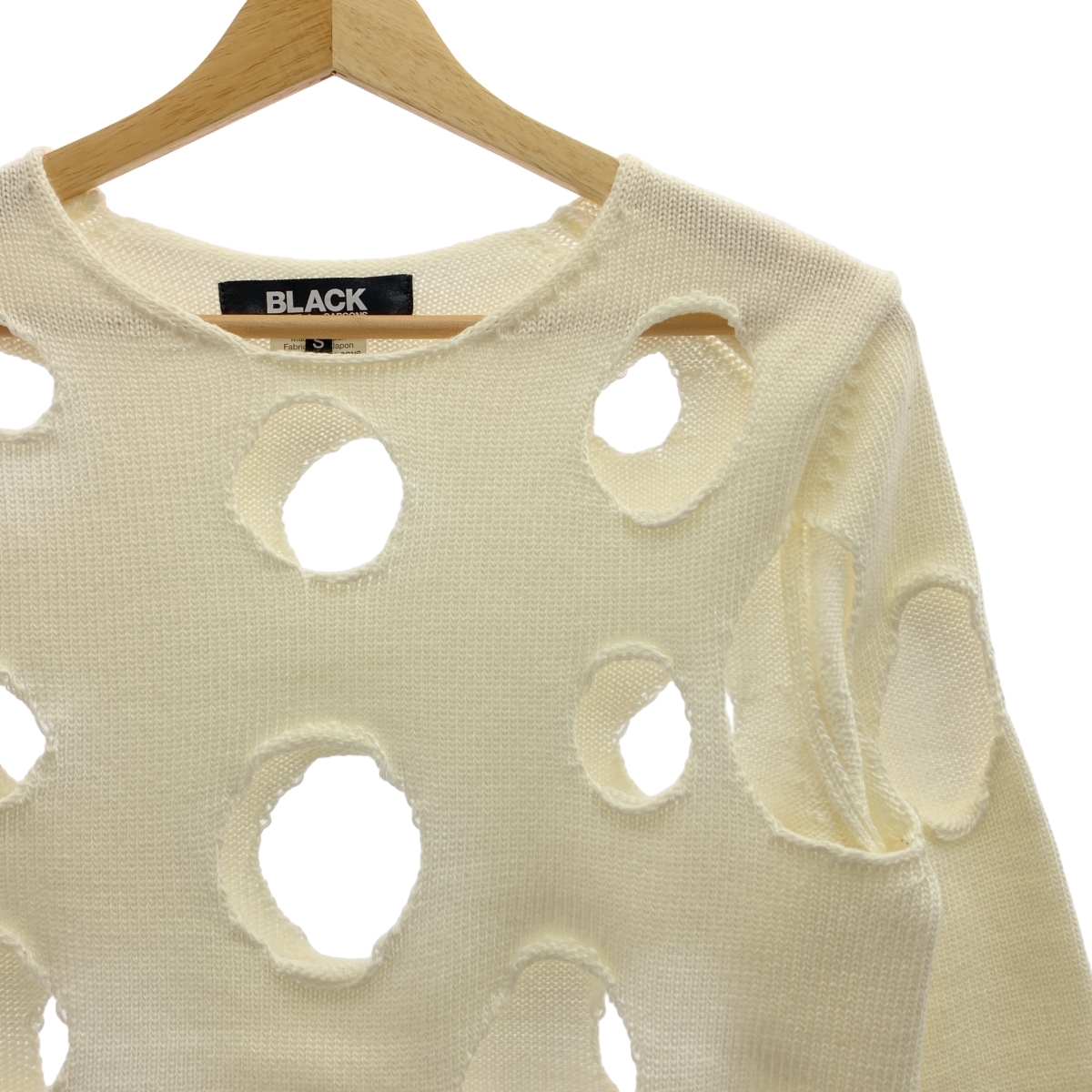 BLACK COMME des GARCONS / ブラックコムデギャルソン ホール カットオフ クルーネックニット