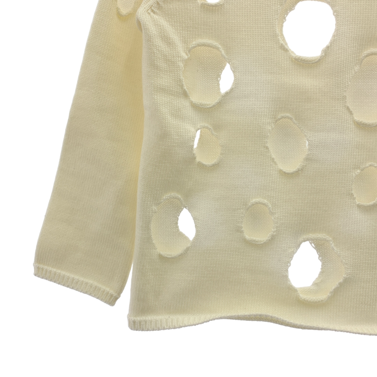 BLACK COMME des GARCONS / ブラックコムデギャルソン ホール カットオフ クルーネックニット