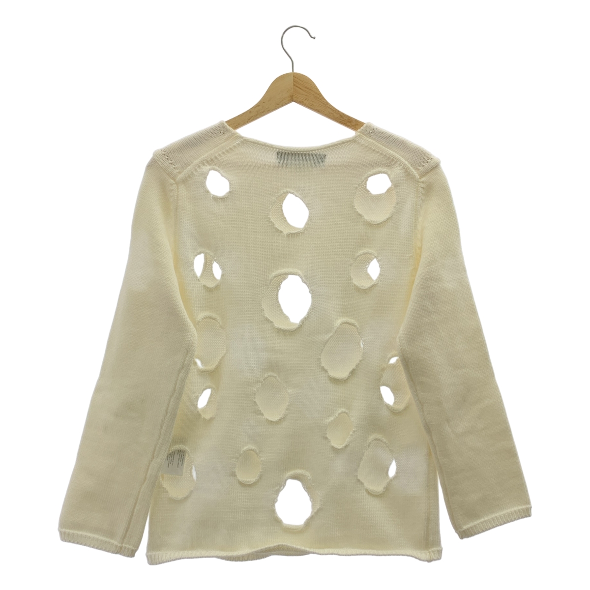 BLACK COMME des GARCONS / ブラックコムデギャルソン ホール カットオフ クルーネックニット