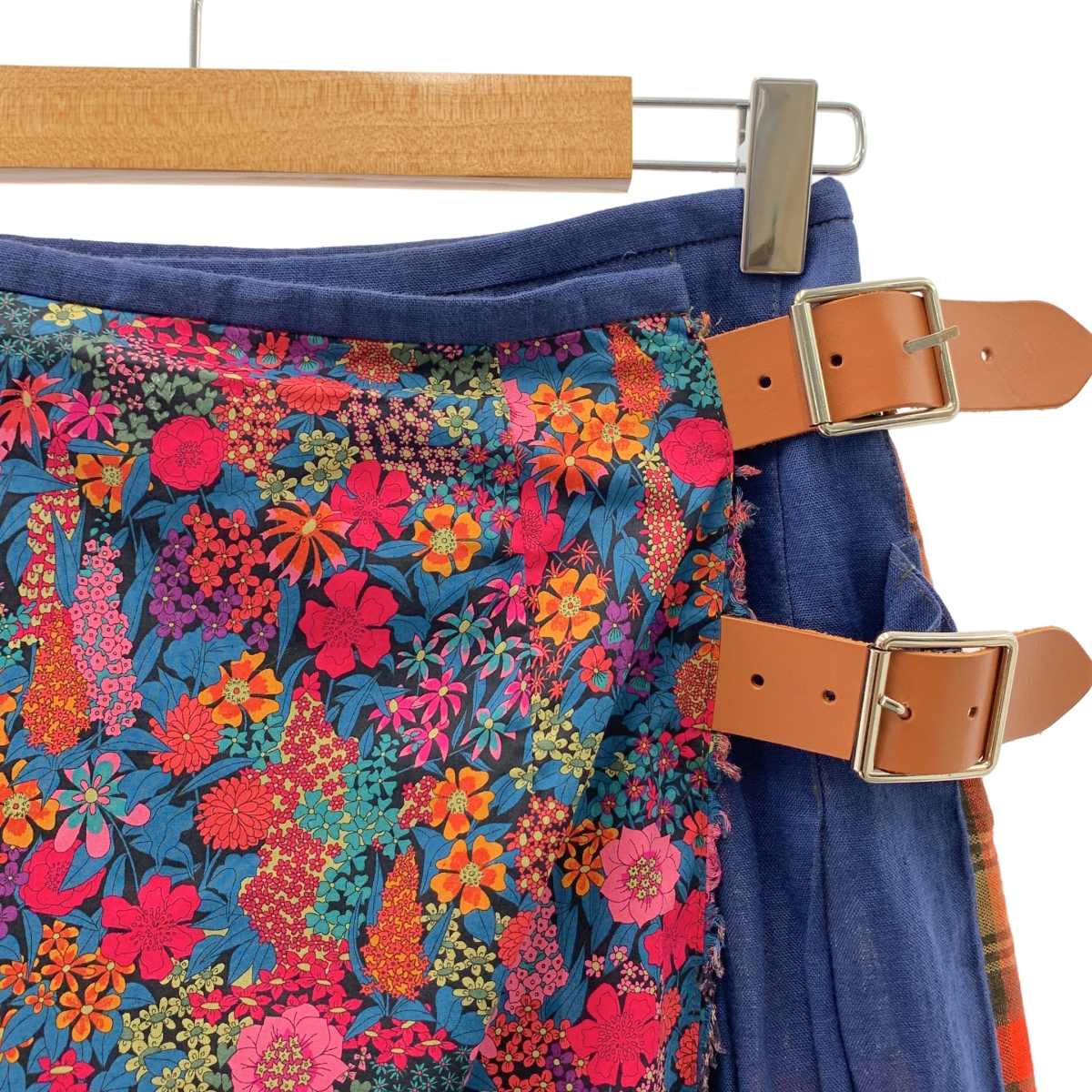 O'NEIL OF DUBLIN / オニールオブダブリン × LIBERTY / 異素材 総柄 プリーツ ラップスカート