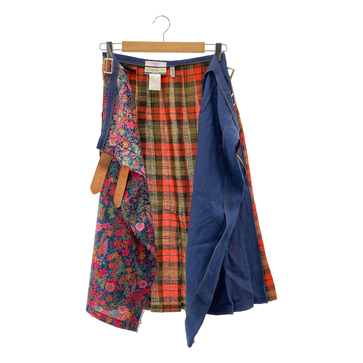 O'NEIL OF DUBLIN / オニールオブダブリン × LIBERTY / 異素材 総柄 プリーツ ラップスカート