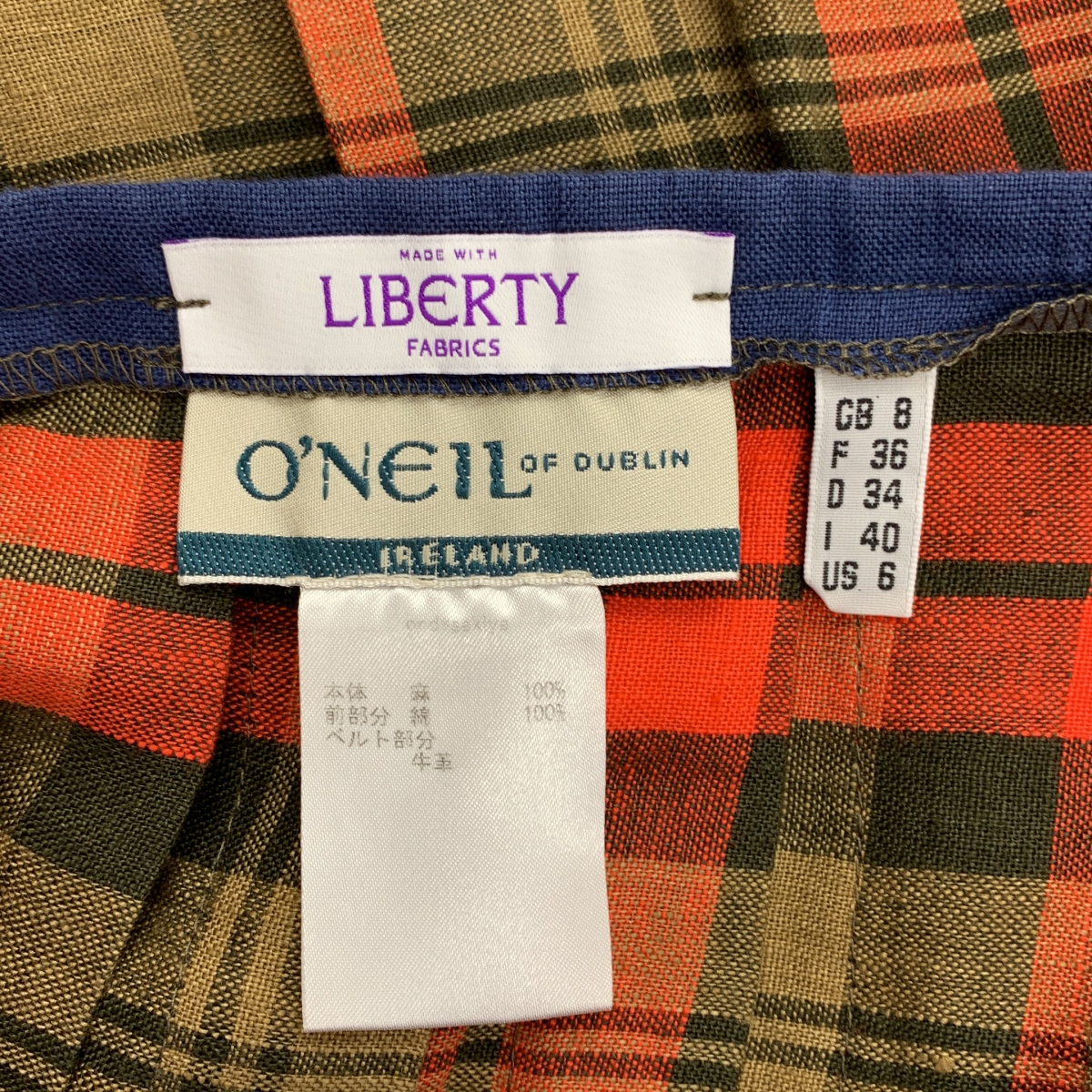 O'NEIL OF DUBLIN / オニールオブダブリン × LIBERTY / 異素材 総柄 プリーツ ラップスカート