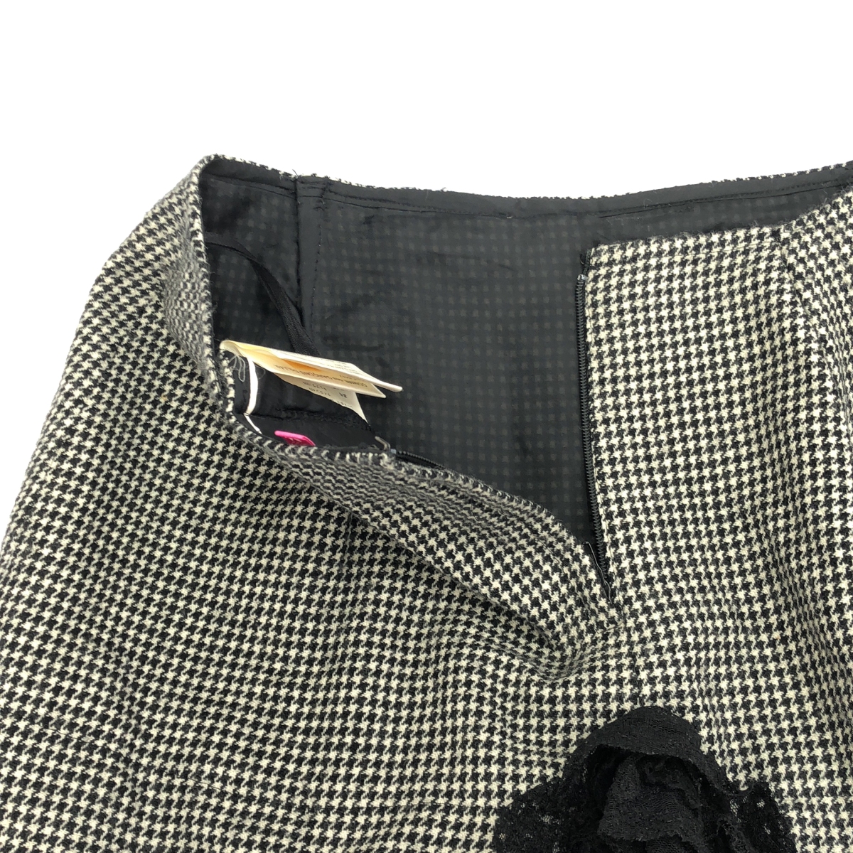 JUNYA WATANABE MAN PINK / ジュンヤワタナベマンピンク ウール 千鳥格子 レース ミニスカート