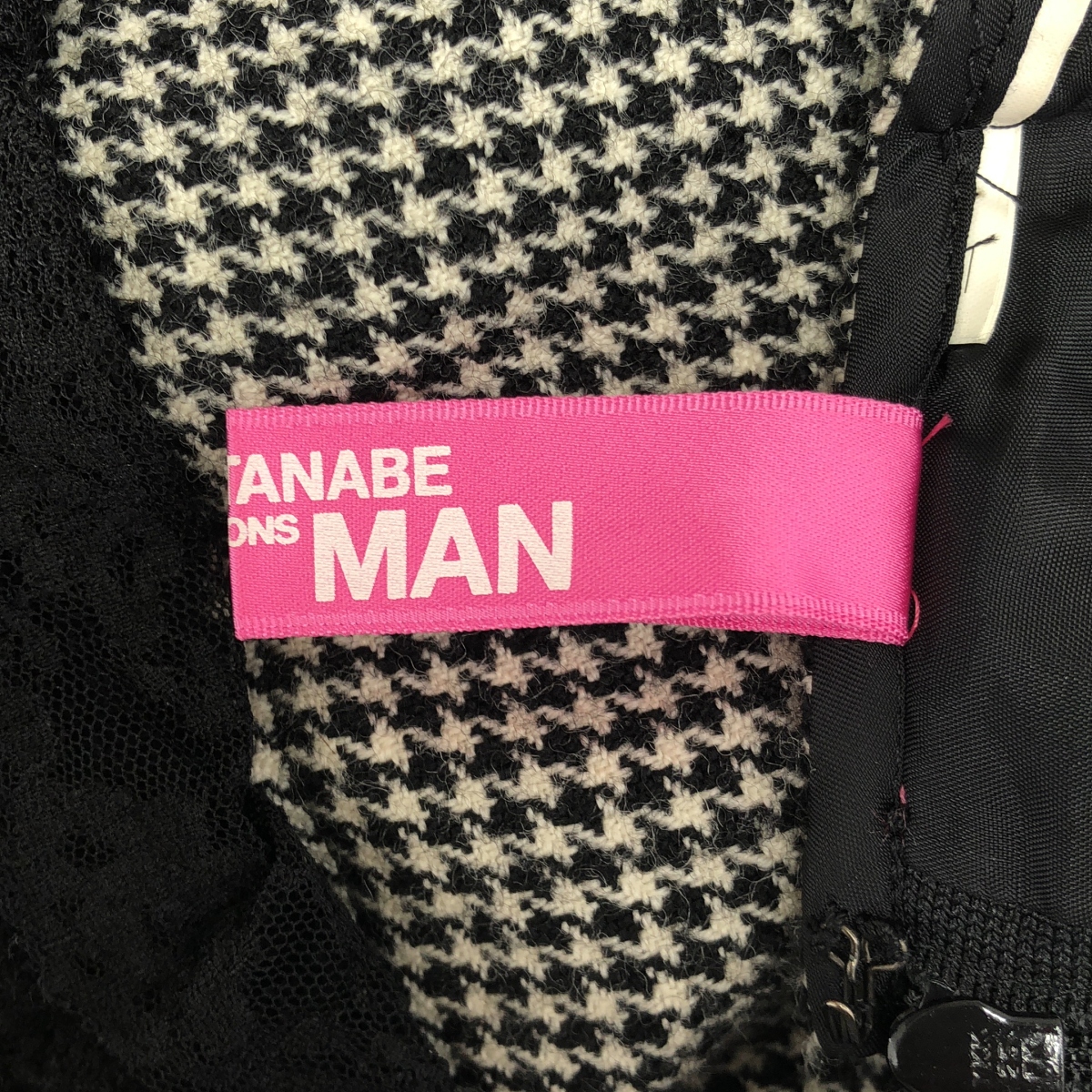 JUNYA WATANABE MAN PINK / ジュンヤワタナベマンピンク ウール 千鳥格子 レース ミニスカート