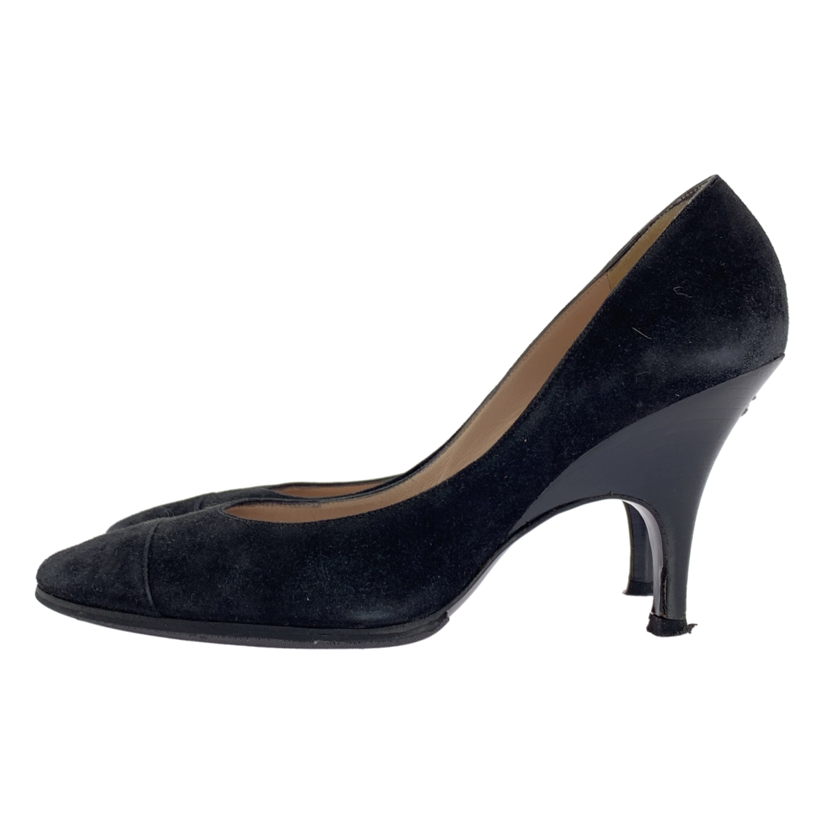 CHANEL / シャネル スエードレザー ラウンドトゥ ココマーク ヒールパンプス