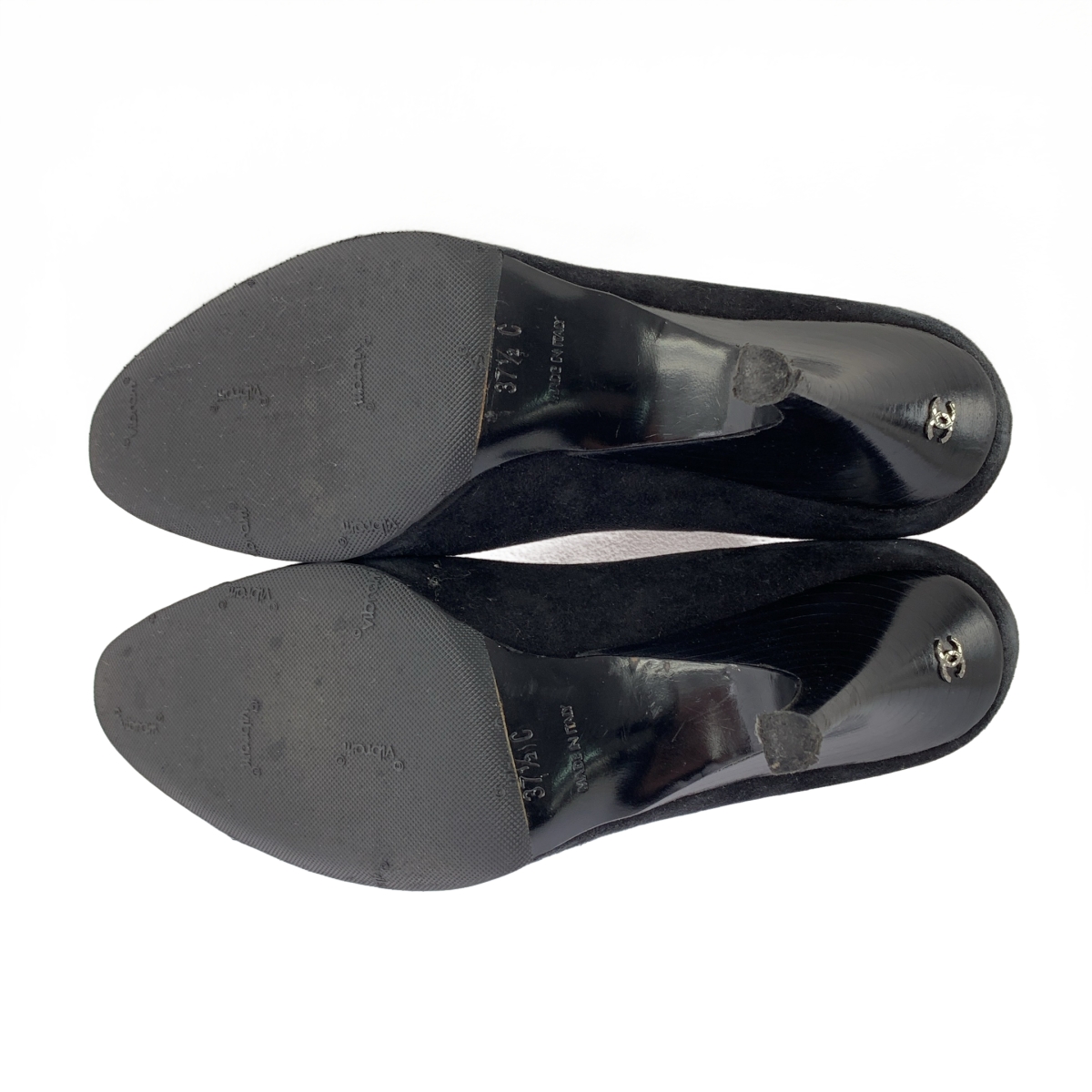 CHANEL / シャネル スエードレザー ラウンドトゥ ココマーク ヒールパンプス