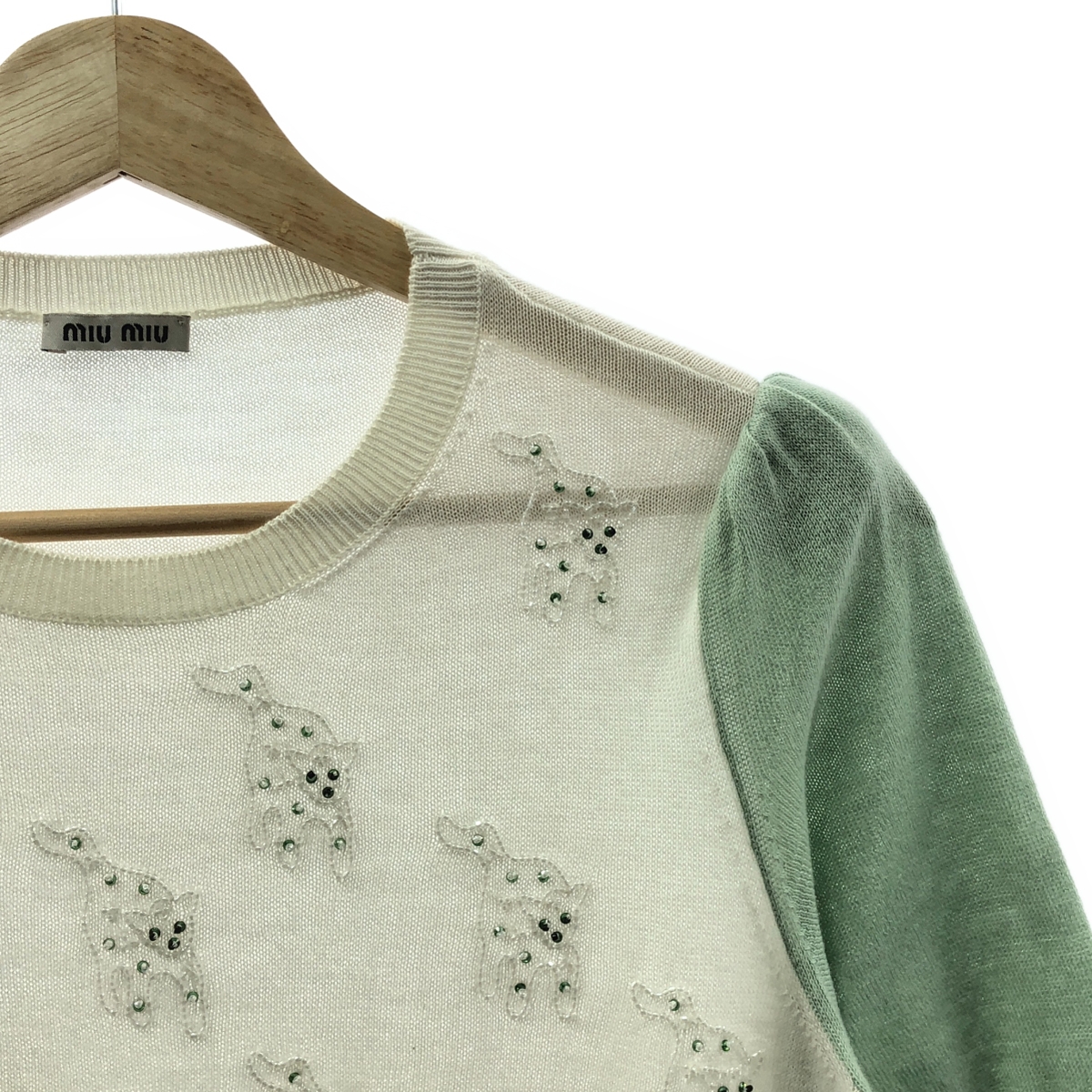 miu miu / ミュウミュウ ビーズ アニマル デザイン 半袖 ニット