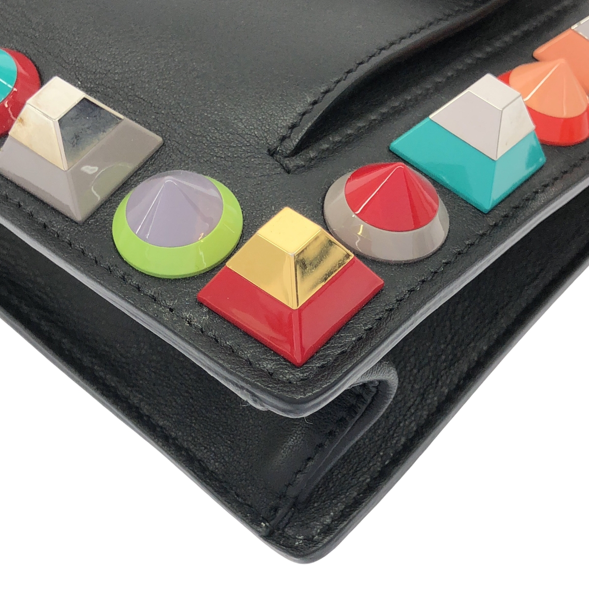 FENDI / フェンディ トゥージュール マルチスタッズ レザー ショルダーバッグ