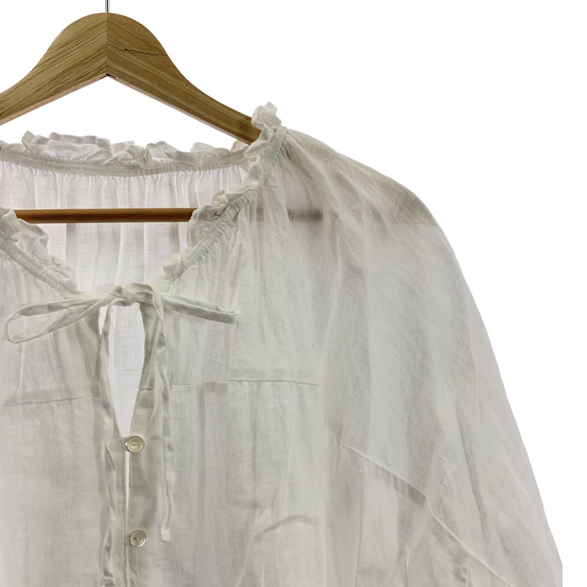 nest robe / ネストローブ リネン フリルカラー ギャザー ボリューム シャツ ブラウス