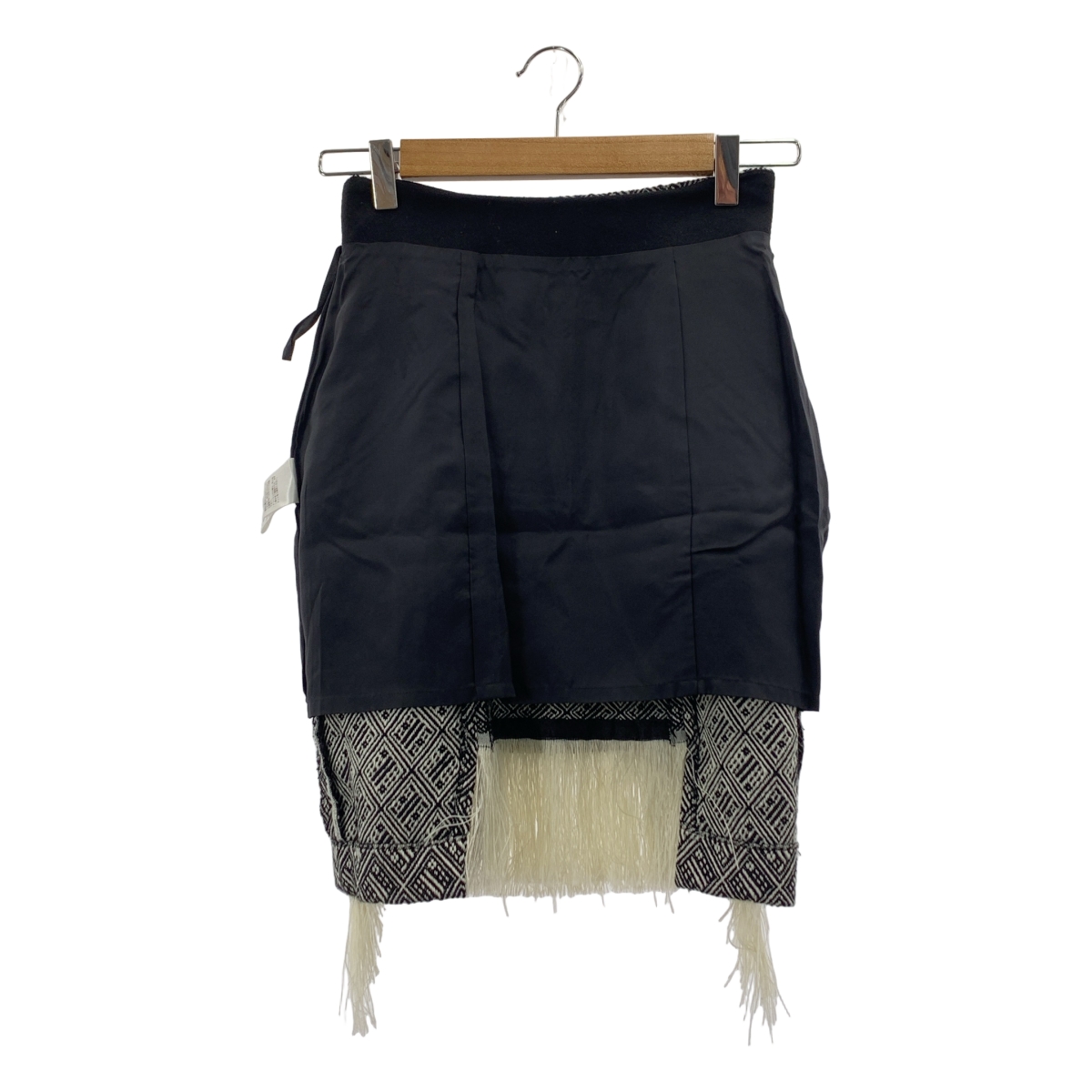 Mame Kurogouchi / マメクロゴウチ ジャガード フリンジ バックジップ スカート / 裏地付き