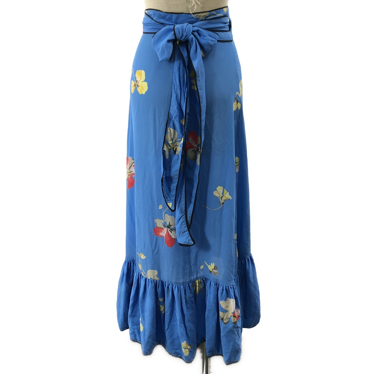 Ganni / ガニー フラワープリント ラップ フリル ロングスカート